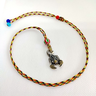 藏式平安法器s925纯银火焰蝎子挂坠忿怒莲师法器项链车挂原创手编