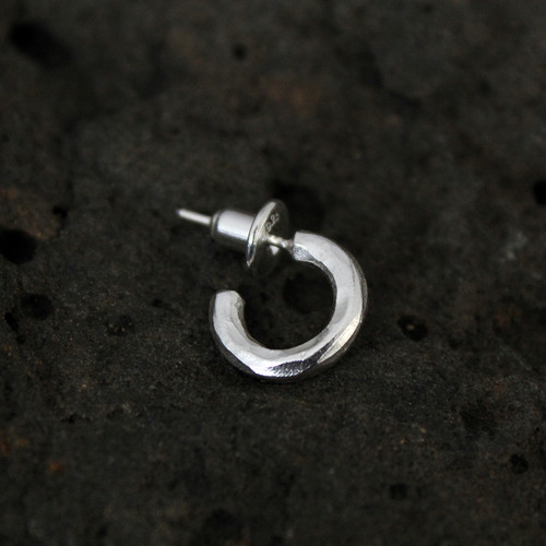小众设计感999足银手打耳环耳圈