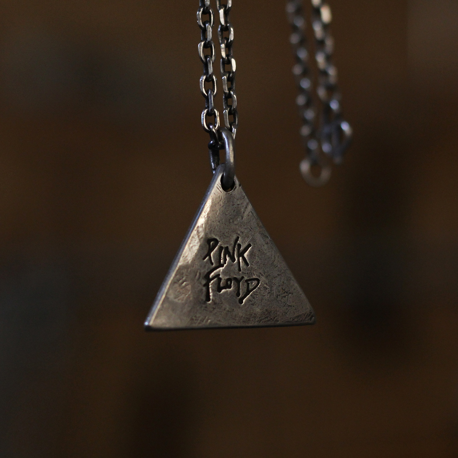 平克弗洛伊德pink floyd 月之暗面纯银项链三角银饼手工做旧吊坠