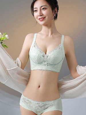 茵舒美 夏季内衣女小胸聚拢性感蕾丝无钢圈厚薄款4排扣无痕文胸