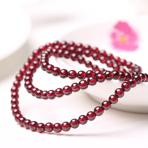 全净体酒红石榴石多圈民族风手链