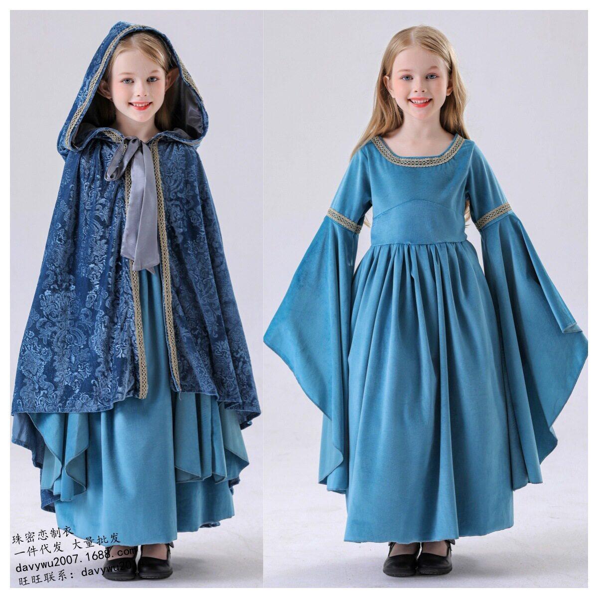 新款女童淡蓝公主裙魔戒指环王