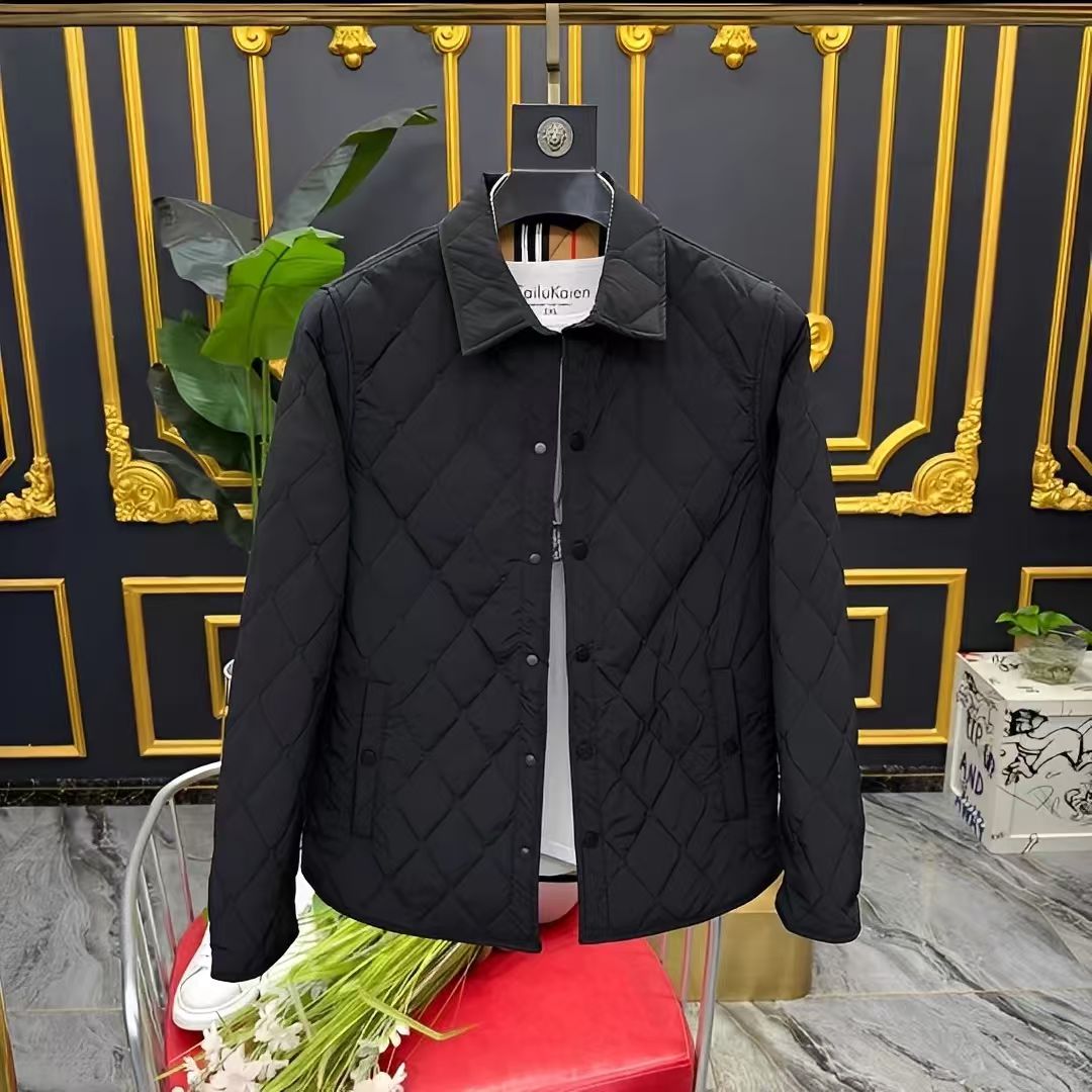 秋冬季男士翻领薄棉夹克新款时尚潮流个性百搭舒适透气简约
