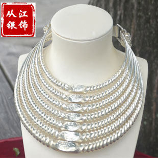 苗族银项圈侗族银饰项圈七层银饰项圈苗族银饰广西苗族银项圈包邮