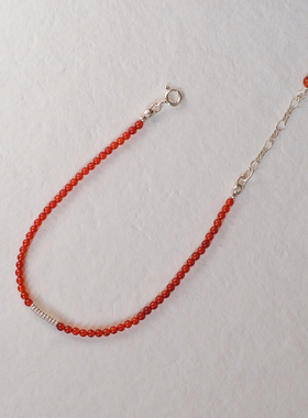 「一根红绳」极细2mm天然红玛瑙纯银手链新年本命转运百搭礼物