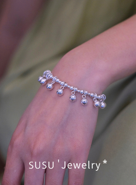 「出游trip shoot」原创自制 铃铛流苏 有声990纯银手链森系灵动