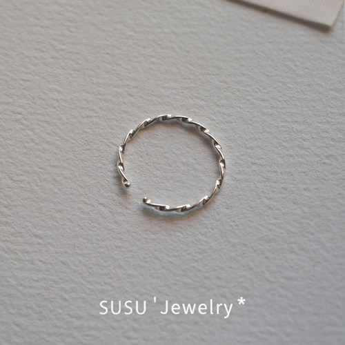 S925纯银麻花开口戒指