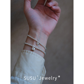 「极简simple」桃心 自制999纯银爱心银珠手链细简约百搭