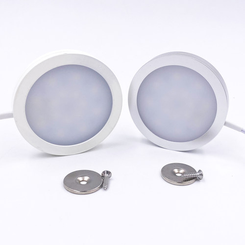 磁吸式超薄迷你12V/24V筒灯吸顶灯3W5W免开孔橱柜展柜酒柜明装LED