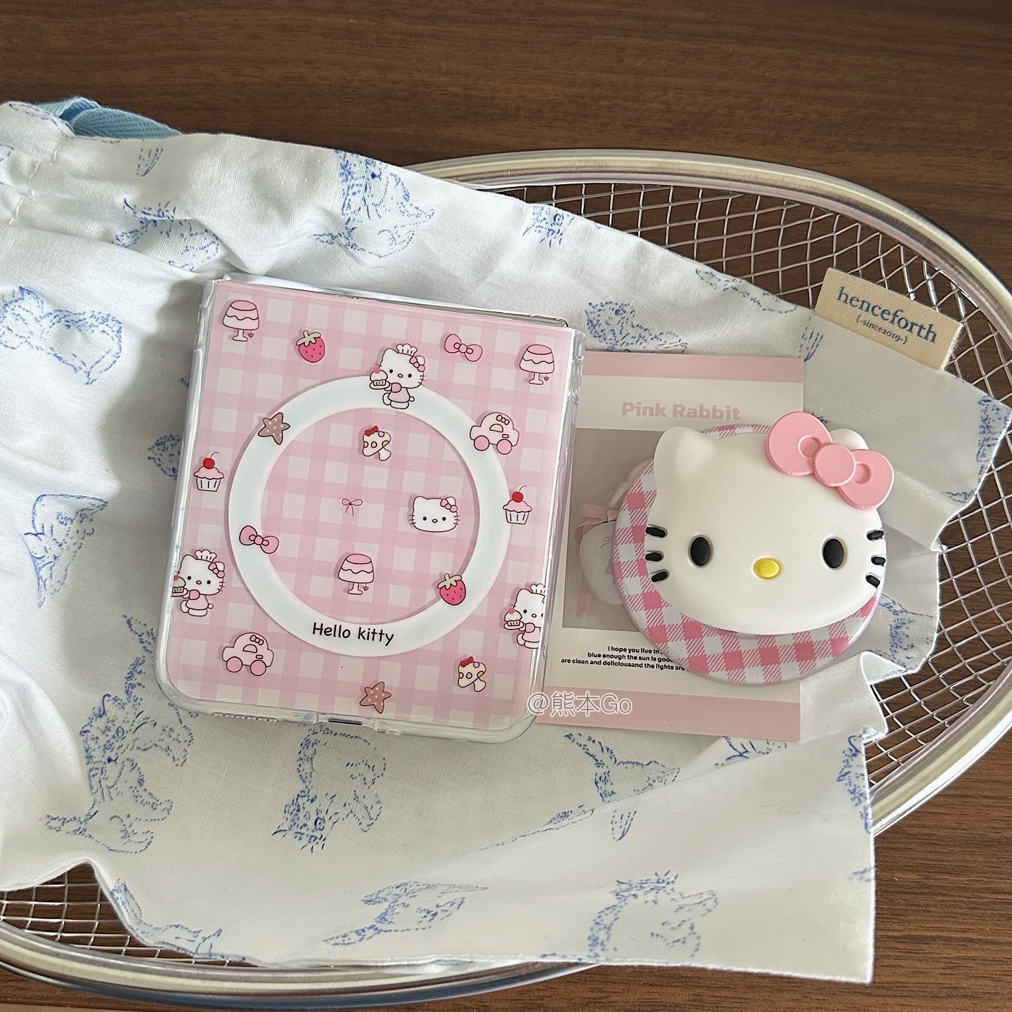 少女心粉色格纹啪嗒支架适用华为pocket2手机壳purax磁吸保护壳小米Mixflip三星ZFLIP6/5硬壳OPPOn3flilp荣耀