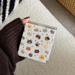 n3flip 5手机壳小米mixflip2华为purax双层IMD硬壳pocket2荣耀Vflip2挂绳OPPO 可爱小猫插画适用三星ZFLIP7