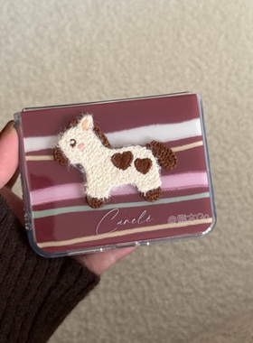 可爱小马条纹IMD壳适用华为Purax手机壳小米Mixflip2硬壳pocket保护套三星ZFLIP7/6/5荣耀Vflip挂绳novaflips