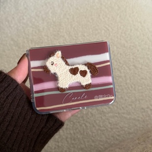 可爱小马条纹IMD壳适用华为Purax手机壳小米Mixflip2硬壳pocket保护套三星ZFLIP7 5荣耀Vflip挂绳novaflips