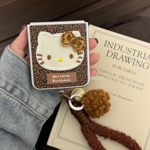 可爱豹纹秋冬适用三星ZFLIP7 5手机壳purax华为pocket皮质保护套小米Mixflip2硬壳OPPOn3flip荣耀Vflip挂绳