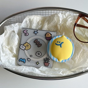 ins简约插画柠檬支架适用华为purax手机壳三星ZFLIP7 5磁吸小米mixflip2透明OPPOn3flip荣耀vflip2硬pocket