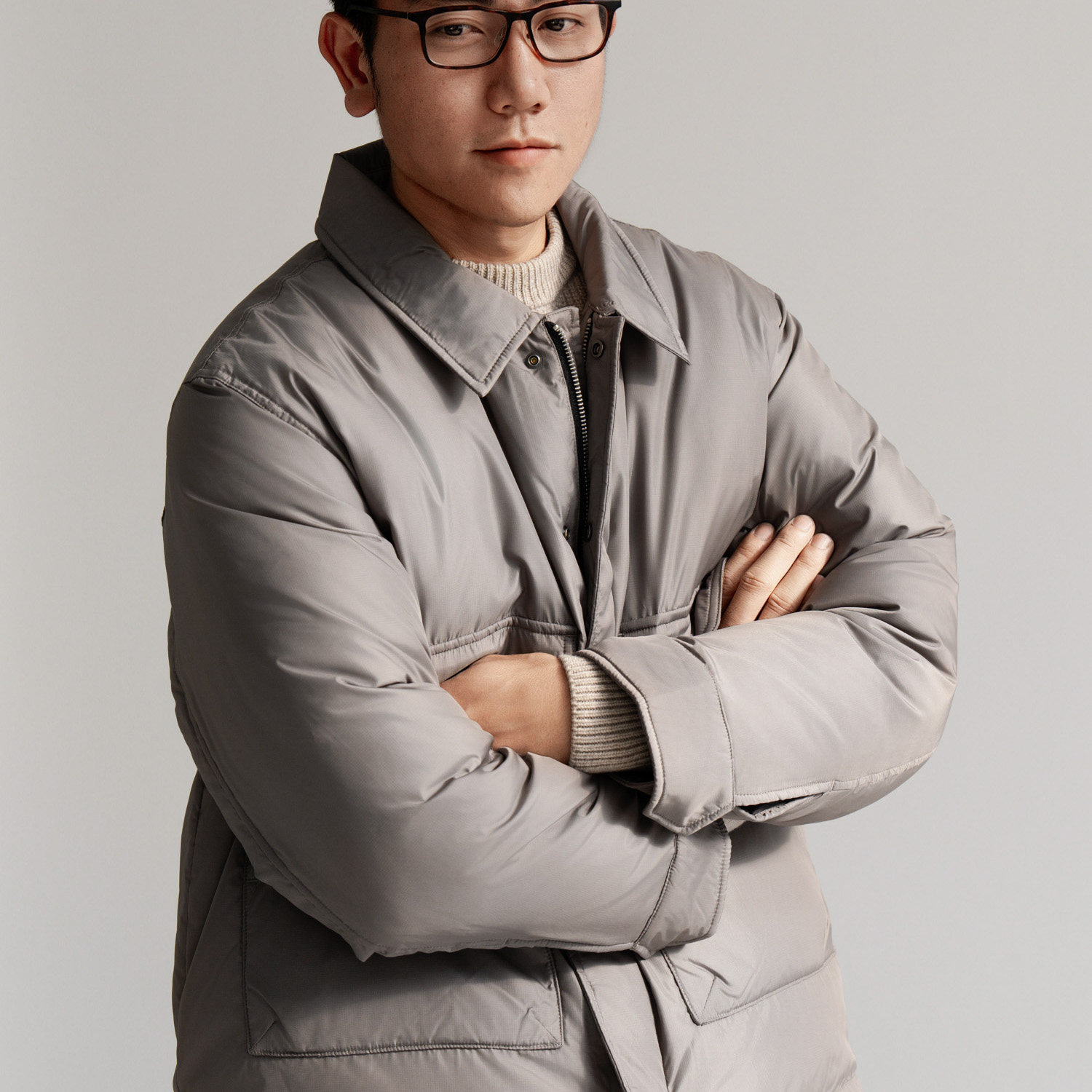 ARBA高级感通勤防泼衬衣羽绒夹克