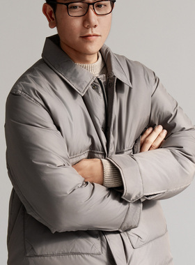 Arba设计 C16 冬高级轻通勤金属色防泼衬衣领鹅绒羽绒夹克外套