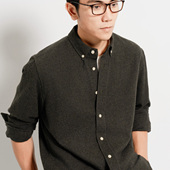 春秋冬高级轻通勤户外新疆棉磨毛复古炭绿休闲衬衫 Arba设计 S82