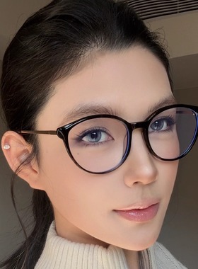 弗瑞姆眼镜豹纹圆框女猫眼搭配镜复古美式眼睛架可配度数BC286