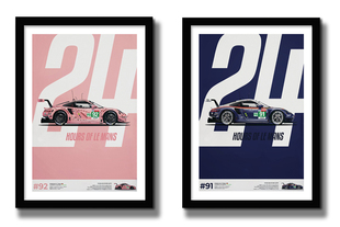 保时捷911 24 小时勒芒耐力赛海报有框画装饰画赛车画挂画墙画