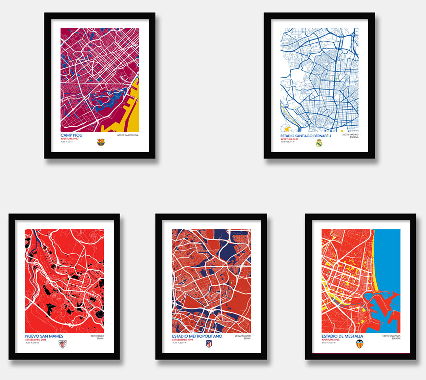 巴萨皇马瓦伦西亚马德里竞技足球俱乐部装饰画西甲球队海报挂画