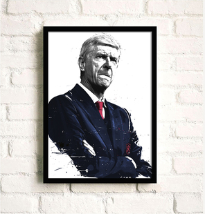 阿尔赛纳·温格阿森纳主教练足球明星体育海报装饰画实木有框画