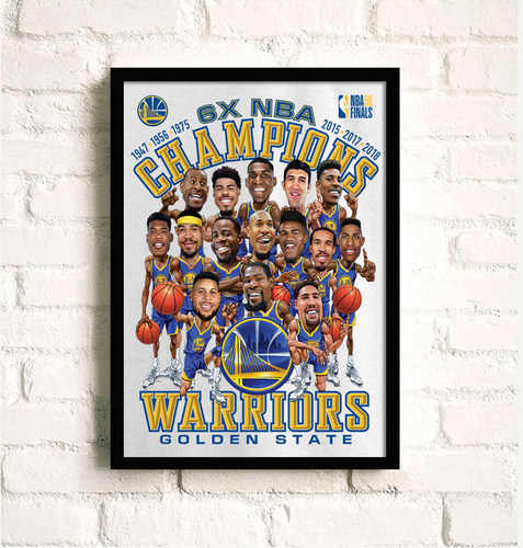 金州勇士队2018NBA总冠军漫画壁画墙画客厅画卧室画餐厅画装饰画