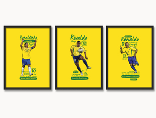 巴西队罗纳尔迪尼奥足球明星画装饰画有框画罗纳尔多海报壁画挂画