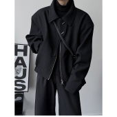 纯色宽松版 时髦短款 外套 宽肩飞行夹克男女简约长袖 春秋设计感美式