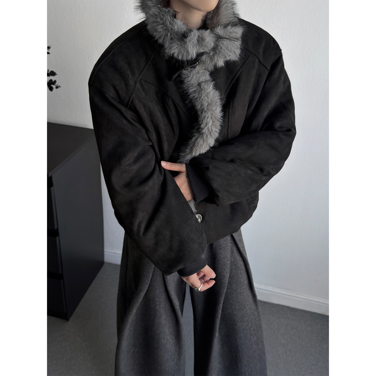 复古毛领麂皮棉服外套2025冬季男女美式座山雕宽松加厚保暖棉袄潮,男装,棉衣,淘宝优惠券,粉丝福利购,淘宝优惠卷