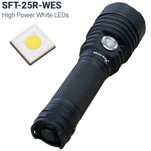 侧按USB口充电SFT25R平头圆芯聚光21700强光24W户外大功率手电筒