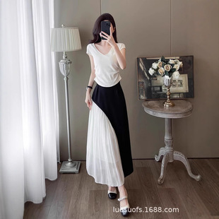 半身裙子两件套女 气质高级感短袖 2466夏装 减龄搭配一整套休闲时尚