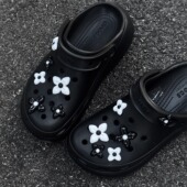 扣适配crocs卡洛驰花朵diy配件 花SMFK联名同款 反转黑白洞洞鞋 鞋