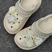 扣diy配饰 花高级感珍珠花束适配crocs卡洛驰鞋 陌上花开洞洞鞋 鞋