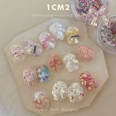 饰饰品可爱亮片ins风格 1CM2原创美甲 少女蝴蝶结指甲装 亮片波点