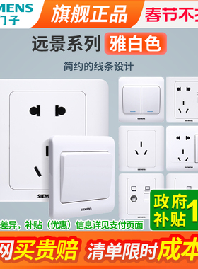 西门子开关插座面板远景白色墙壁多孔五孔带USB家用暗装电源套装