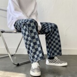 2021中性潮流棋盘格子牛仔裤501-1-NZ10758，男装牛仔裤，星座501-1