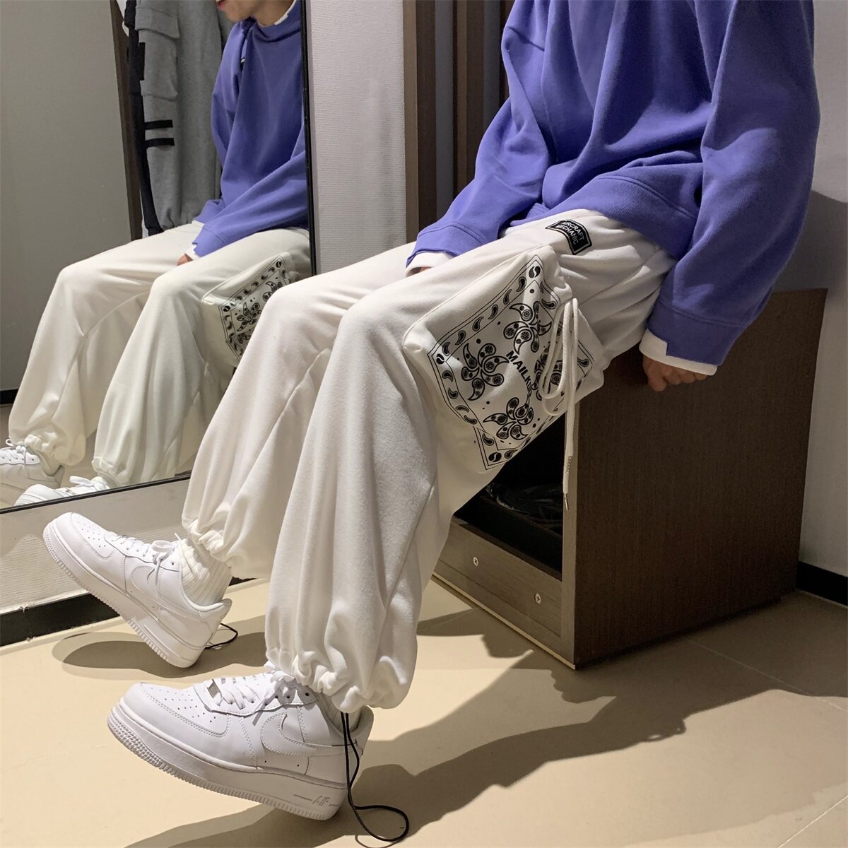 2021春夏腰果花大口袋工装卫裤501-1-K232-P50控价68,男装休闲裤,星座501-1