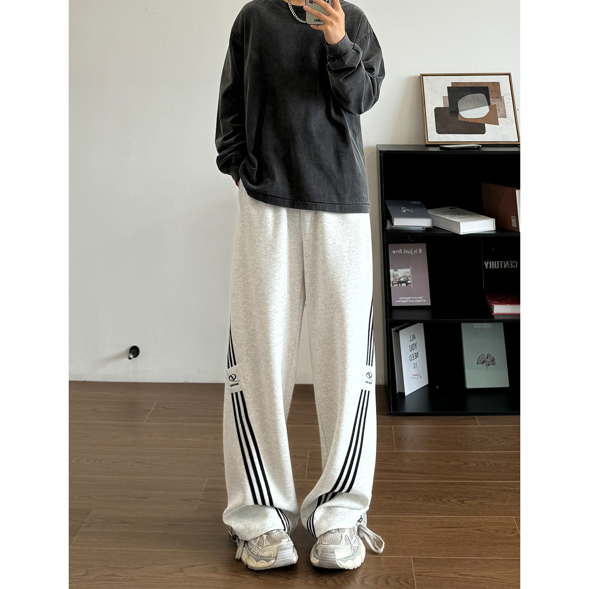 潮牌条纹拼色休闲卫裤2501-1-K2452-P5589,男装休闲裤,星座501-1