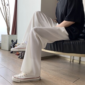 送腰带~夏季垂感冰丝休闲宽松直筒裤 501-1-K296-P45图片