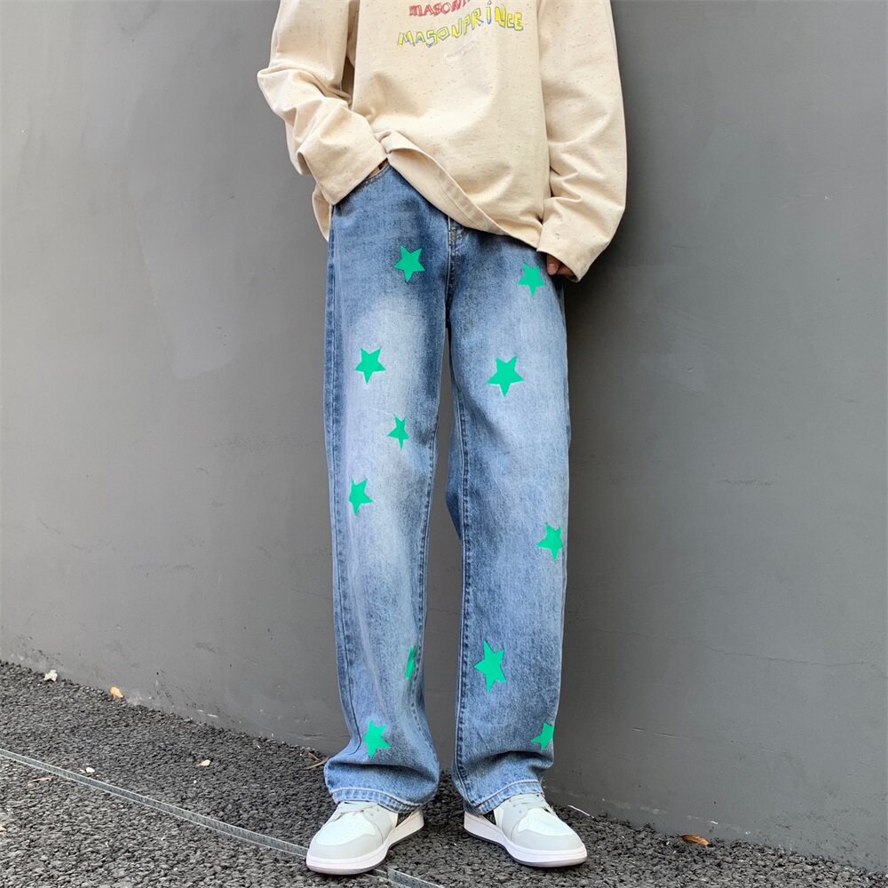 五角星印花牛仔裤男501-1-Y613,男装牛仔裤,星座501-1
