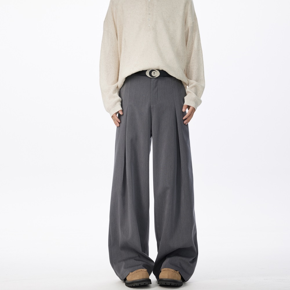 老钱风宽松打褶阔腿西裤1501-1-K1505-P6589，男装西裤，星座501-1