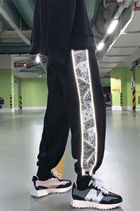 秋冬腰果花拼接加绒卫裤男 501-1-WK01-P45图片