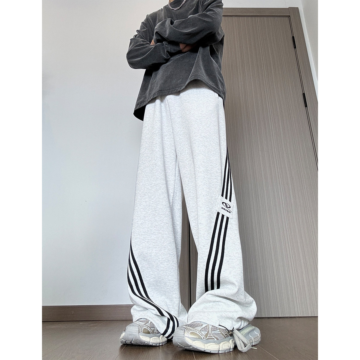 潮牌条纹拼色休闲卫裤2501-1-K2452-P5589,男装休闲裤,星座501-1
