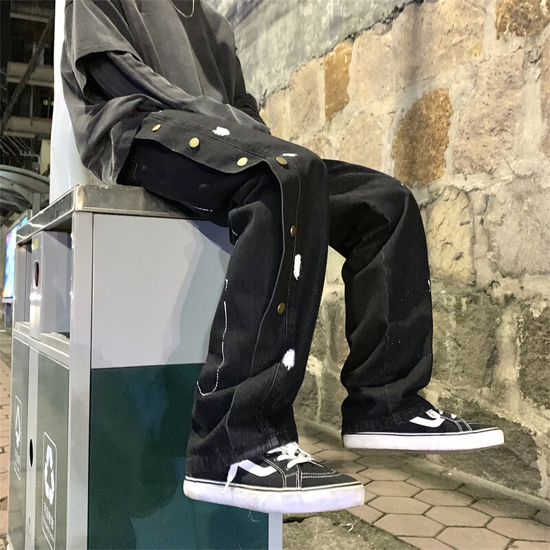 22马思维同款排扣泼漆~牛仔裤男501-1-NZ906-P55,男装牛仔裤,星座501-1