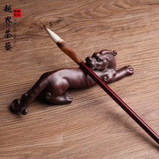 精品紫砂茶宠摆件招财貔貅笔架可养陈洪军全手工茶玩创意个性茶具
