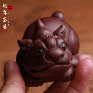 宜兴紫砂茶宠招财貔貅摆件陈洪军全手工茶玩雕塑功夫茶具可养精品