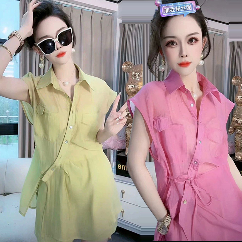 不规则设计感套装衬衫短裤两件套