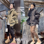 休闲加棉冲锋衣外套女宽松假两件连帽爆款 韩版 棉服潮 新款 2026冬季