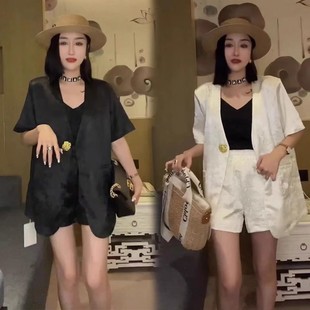 女神范西装 西服短裤 套装 提花休闲时尚 两件套 女夏韩版 欧货2024新款
